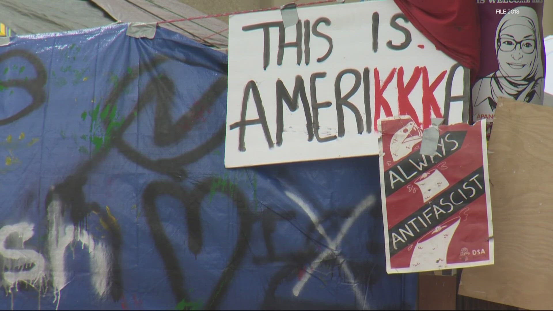 Protesters near the ICE facility in Portland are speaking out against immigration raids. Police are urging peaceful expression, not occupation.