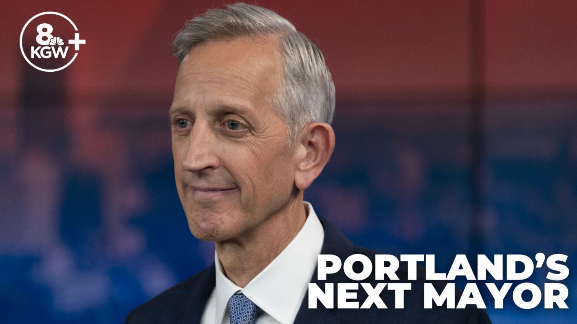 Portland's projected mayor-elect gave his victory speech Thursday at the Charles Jordan Community Center.