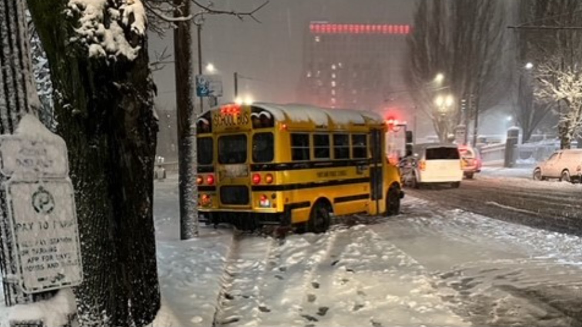 The eight students were from Roseway Heights Middle School. A second PPS bus driver said she got stuck in the snow after dropping off the last of her students.