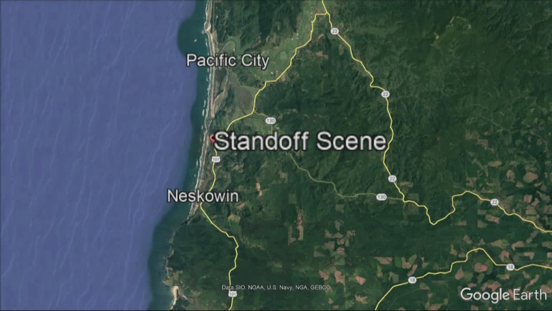 The Tillamook County Sheriff's Office said a vehicle was reported to have an explosive device and the man in the passenger seat was threatening to detonate it.