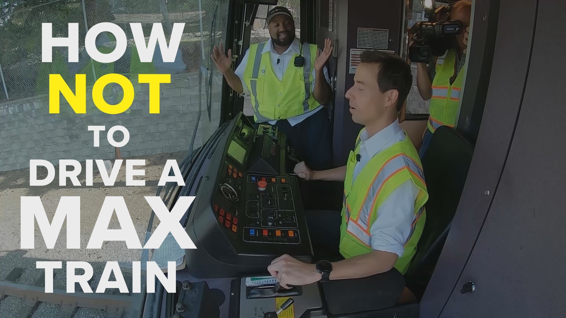 Operating a MAX train can be a stressful gig.  Teaching a TV person to do it can be even more stressful.