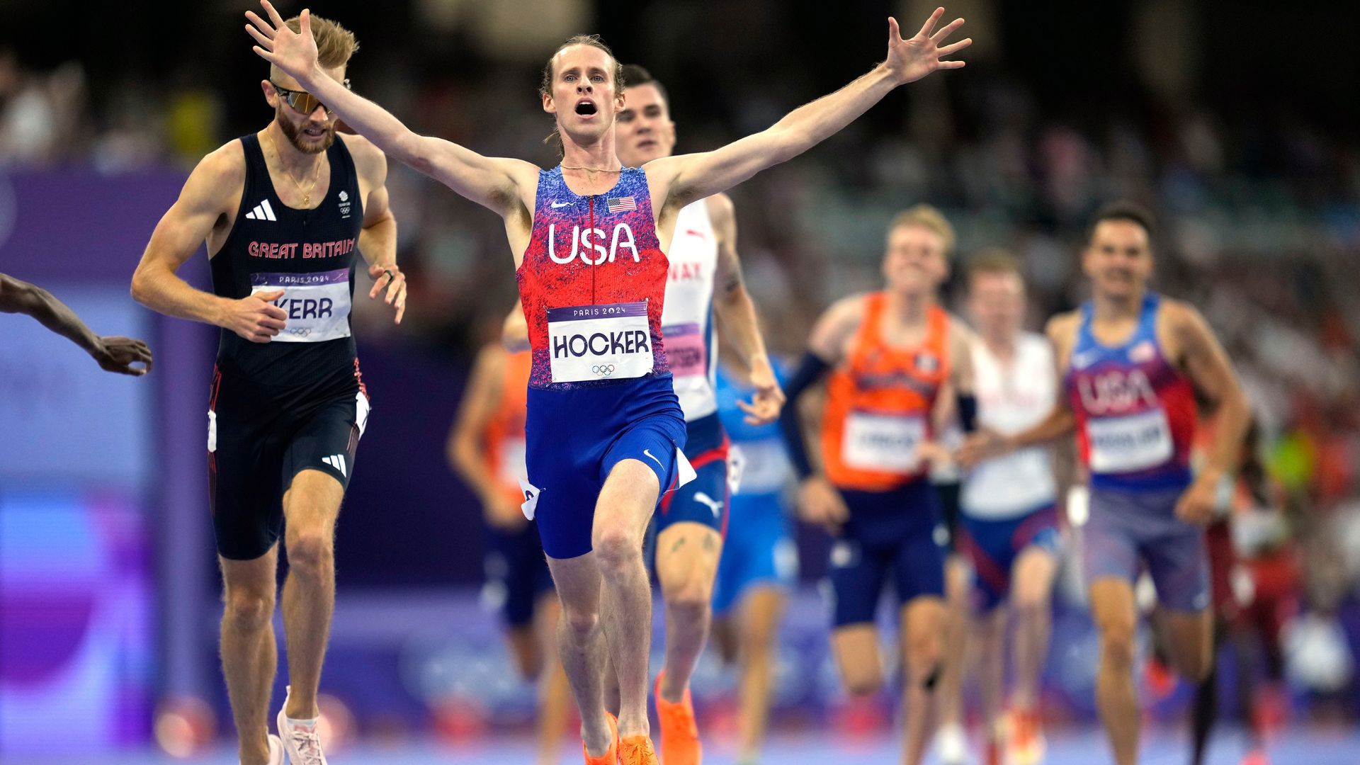 Former University of Oregon runner Cole Hocker pulled from fifth to first in the final 300 meters in the 1,500-meter final, setting a new Olympic record.