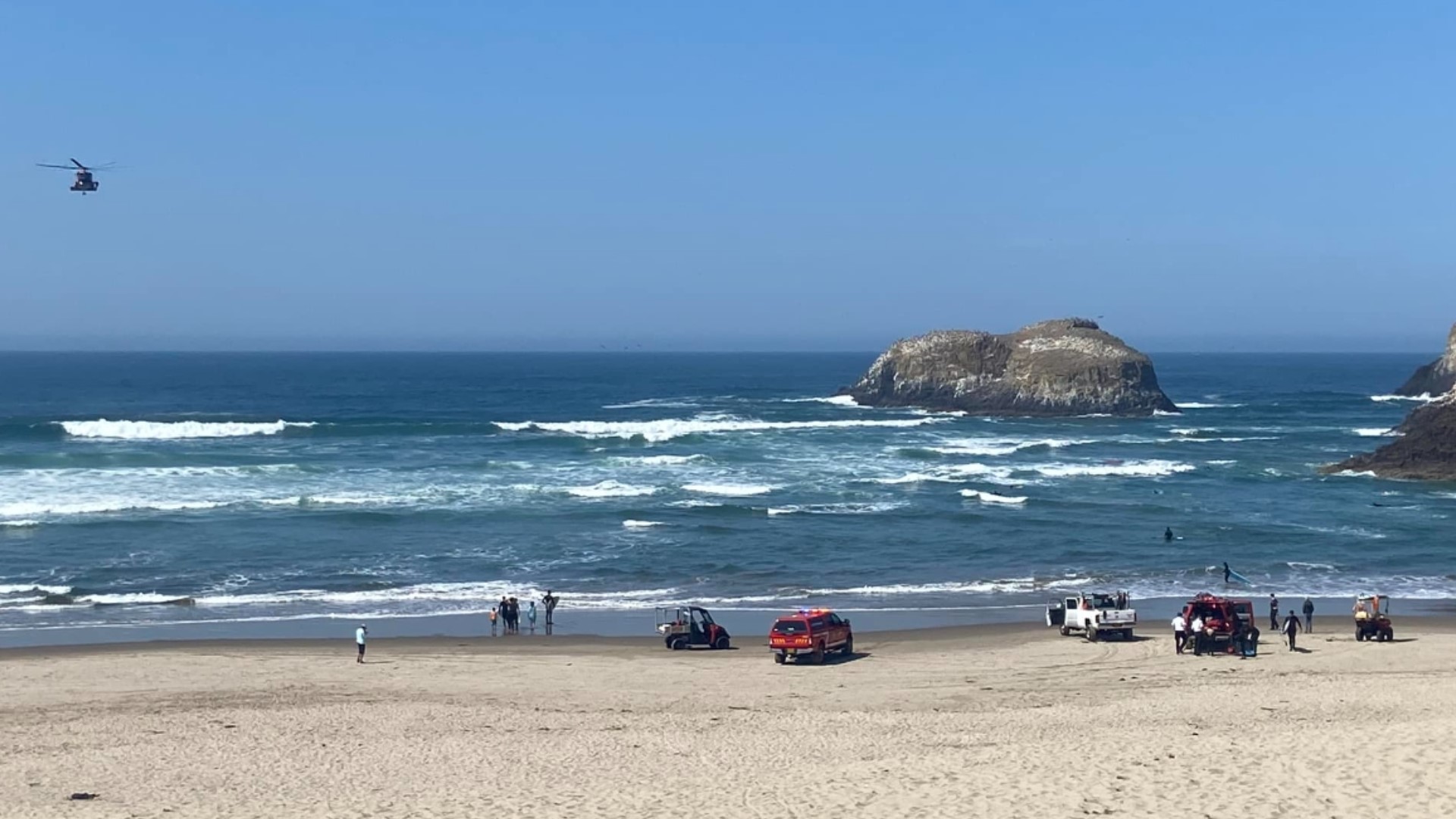 Lifeguards and first responders rescued two kids and four adults who were swept out by a rip current at Chapman Point on Saturday.