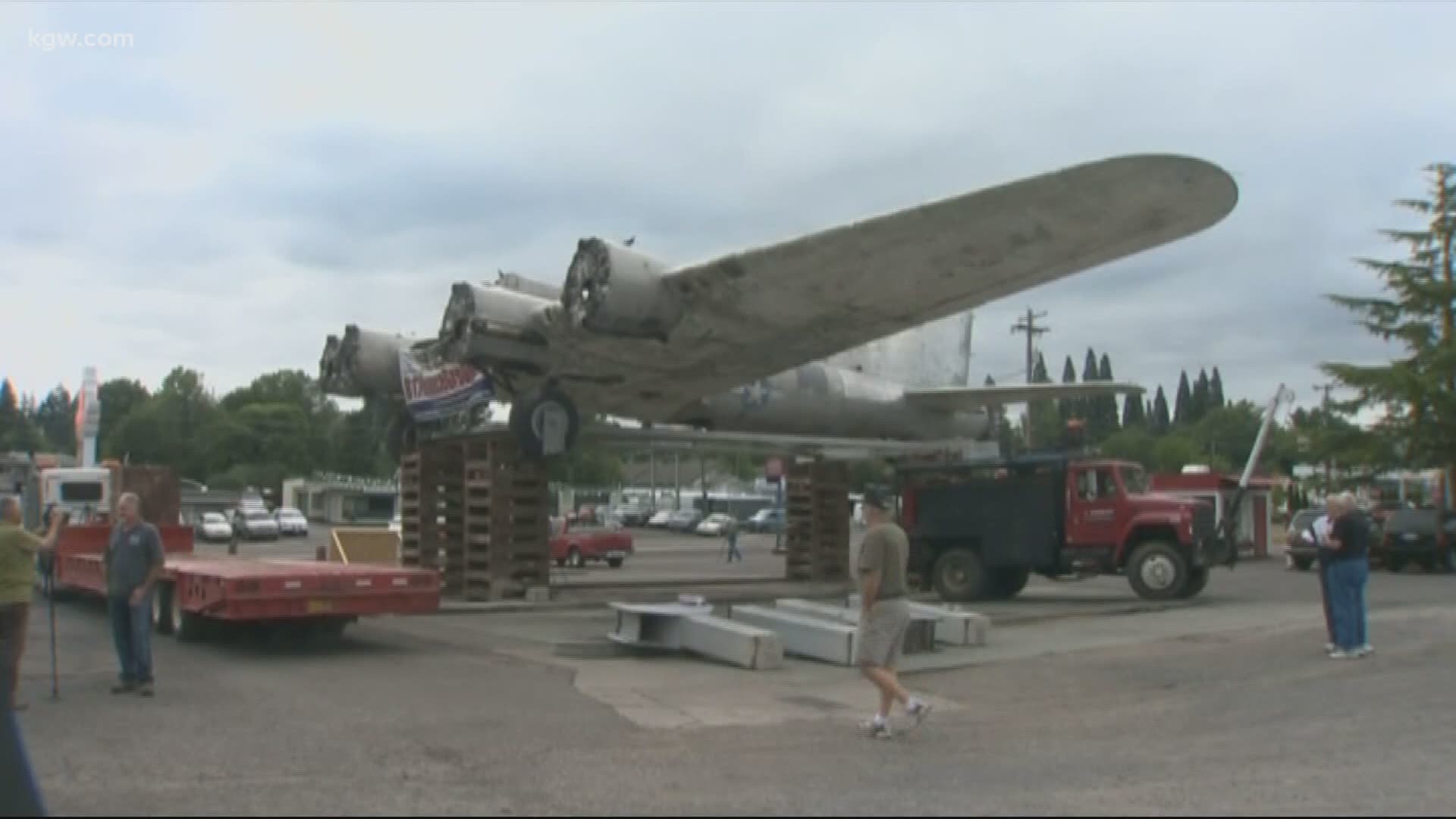 The restaurant just closed but the work to restore the WWII era plane is still going on.