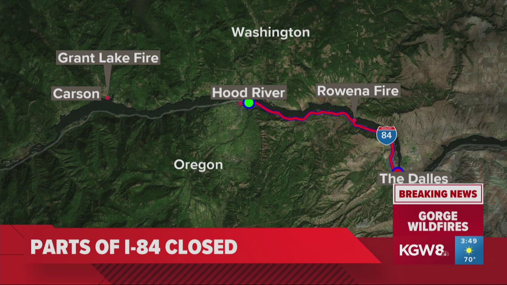 The Grant Lake Fire is separate from the Rowena fire near The Dalles, which also broke out Wednesday afternoon.