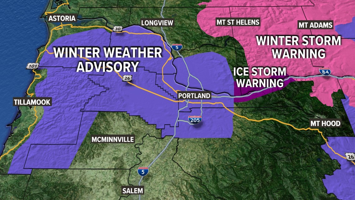 The Portland metro area could see more freezing rain Thursday morning