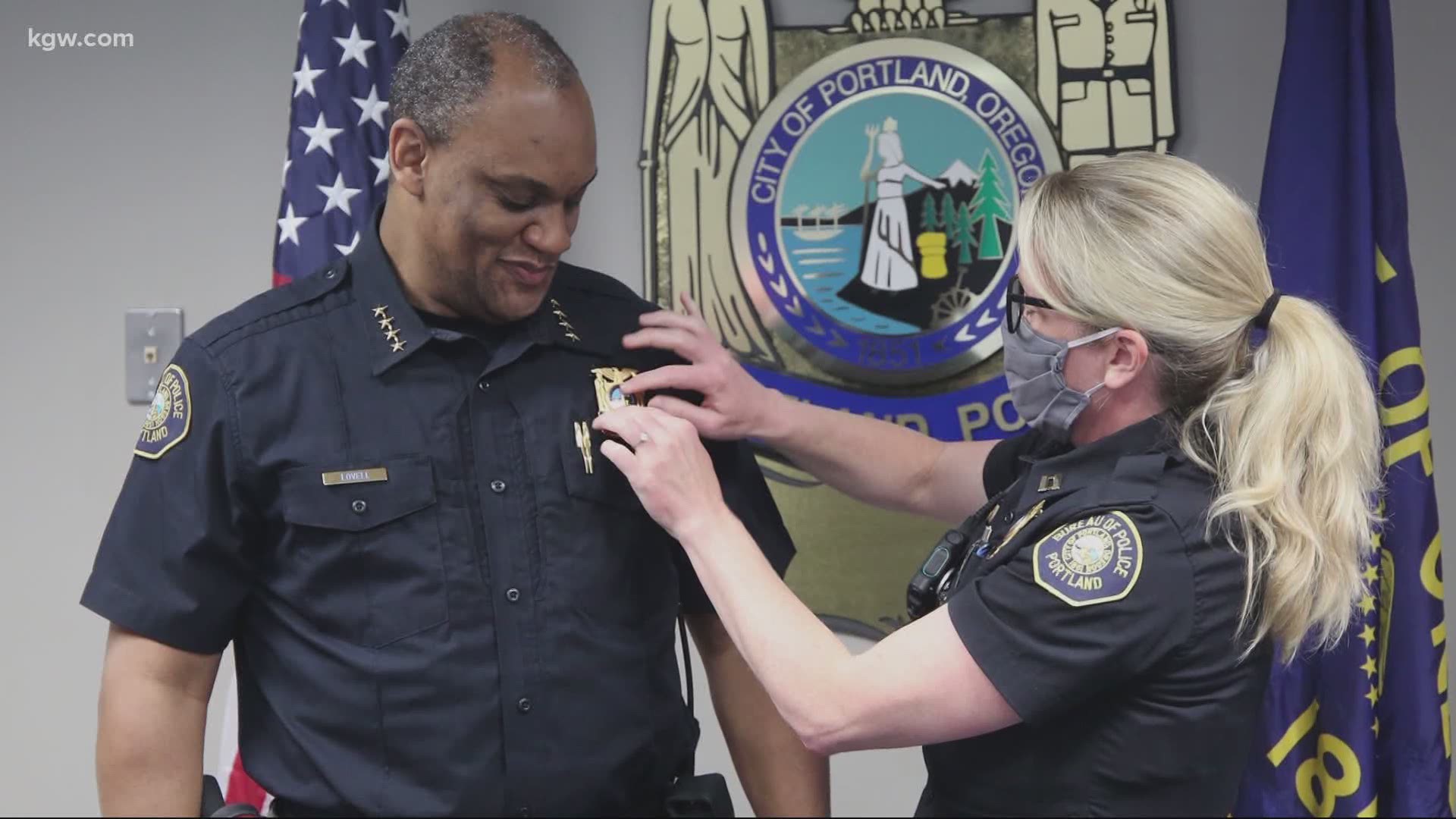 New Portland Police Chief Chuck Lovell answered questions from the media as he led his first news conference Thursday.