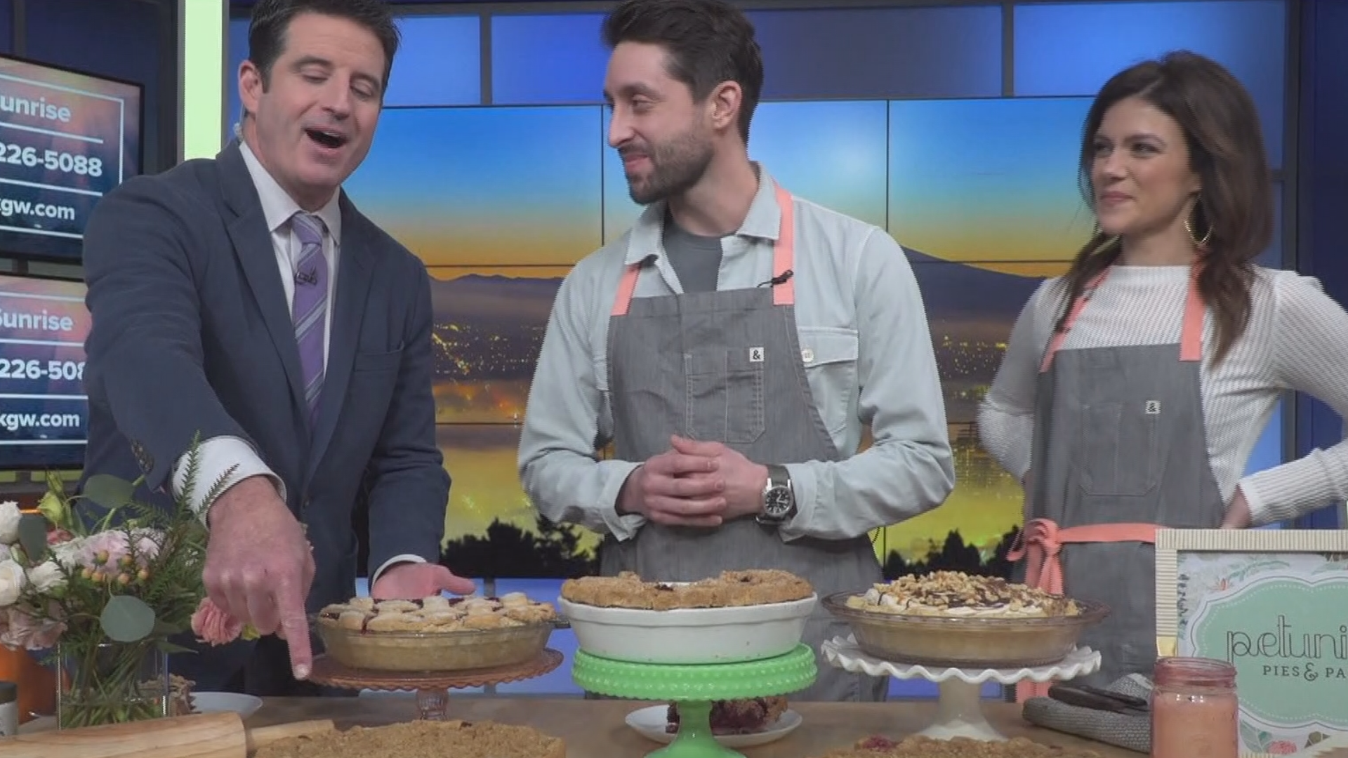 The KGW Sunrise team couldn't pass up the chance to celebrate National Pie Day on Jan. 23. The owners of Petunia's Pies & Pastries in Portland stopped by the studio.