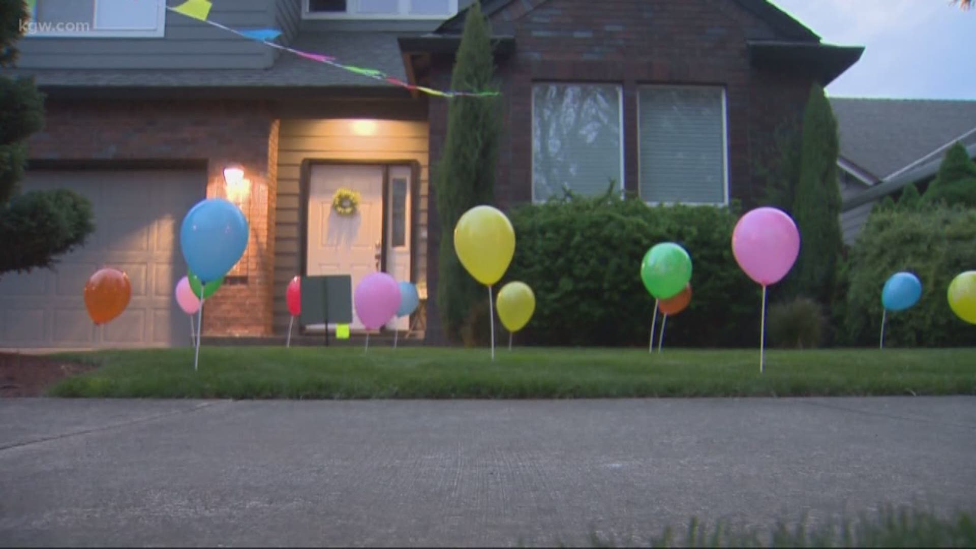 It started with an idea for his nephew now you may see more and more of these special birthday surprises-- popping up at homes around Portland area!