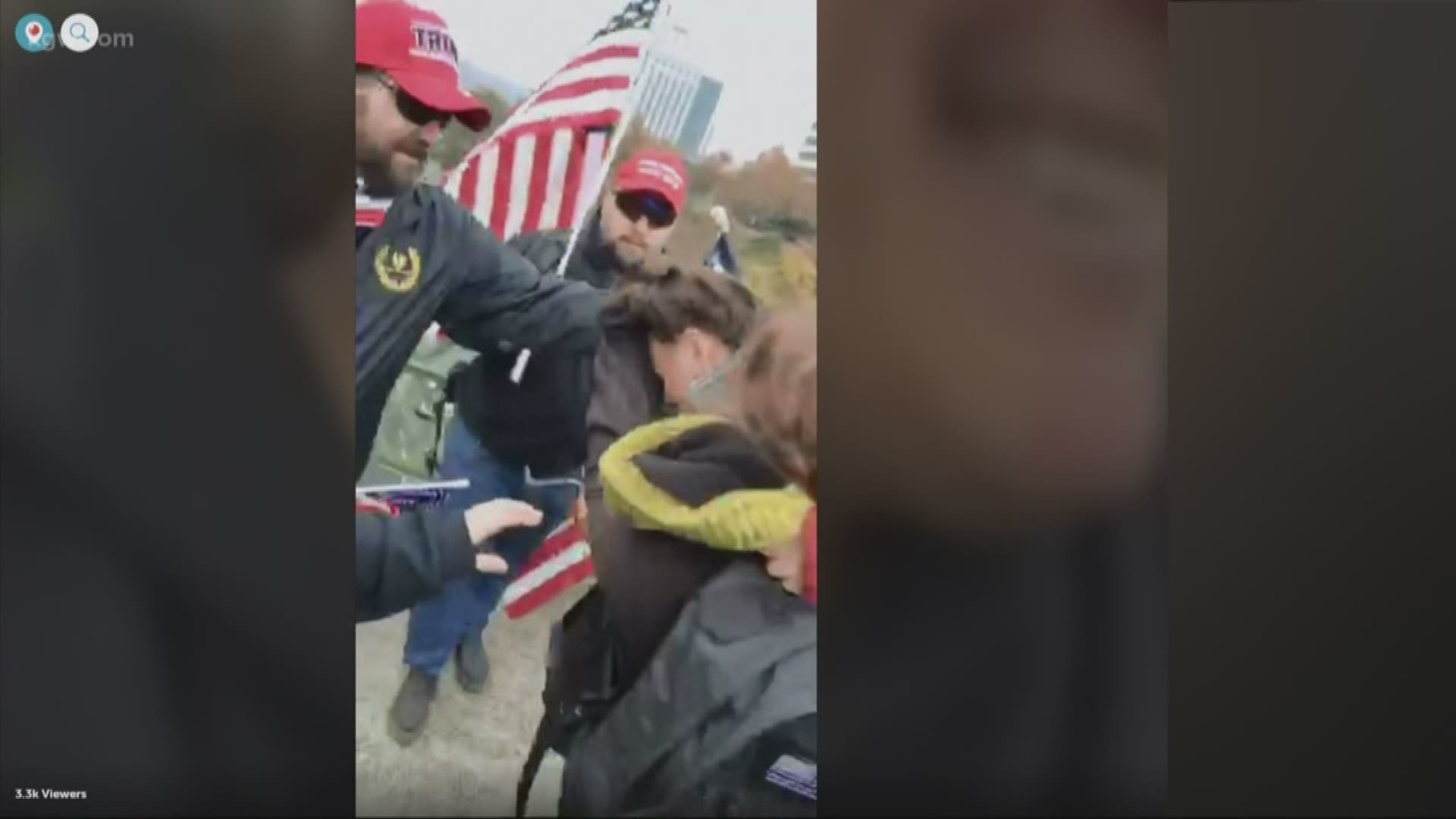 A video out of NE Portland is getting a lot of attention online. It shows a fight between a woman and a group wearing symbols for the far-right group the Proud Boys