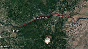 I-84 closed between Troutdale and The Dalles
