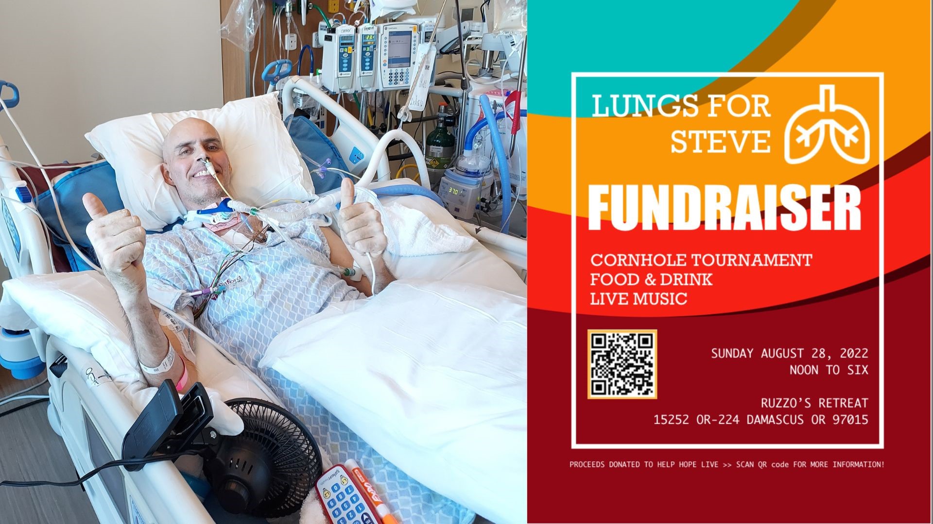 A relentless case of COVID-19 led to a lung transplant for Steve Whitaker. A fundraiser on Sunday, Aug. 28 will help him financially on the long road to recovery.