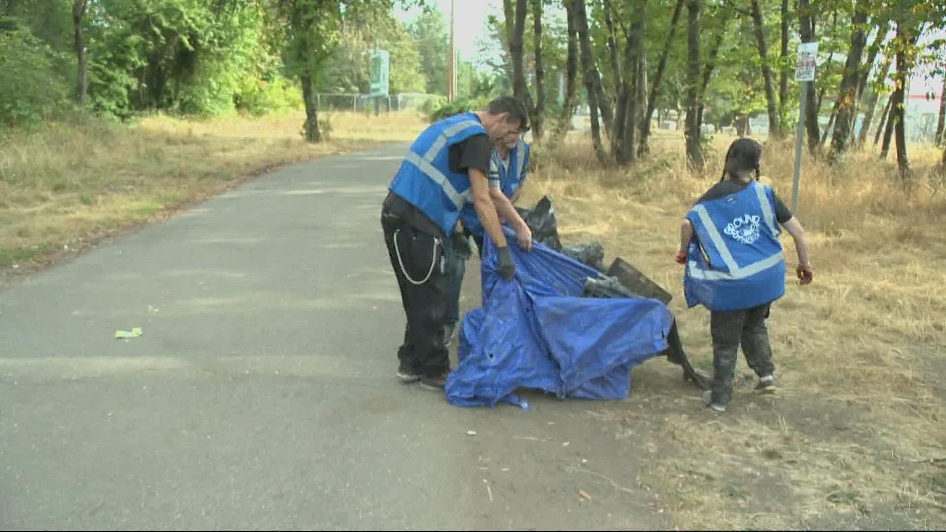 Since February, homeless people have cleaned up 680,000 pounds of trash along Portland streets and highways.