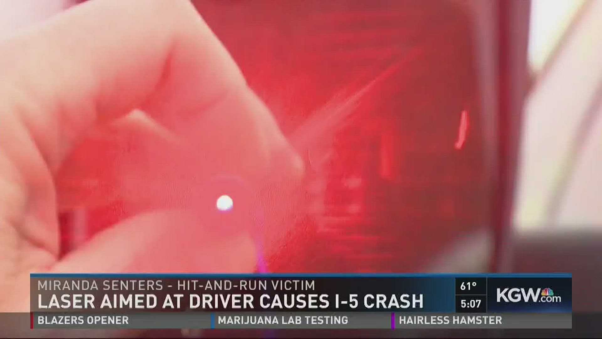 Driver shines laser at another driver, causes crash