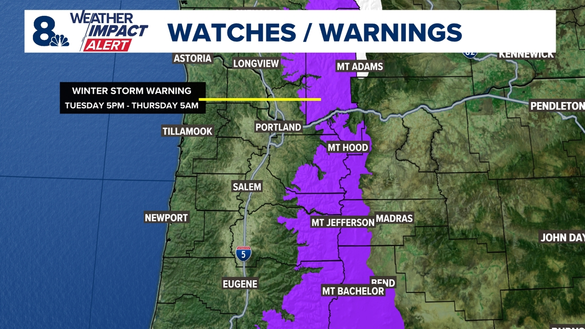Weather Impact Alert: Heavy rain hits Portland overnight, expect snow ...