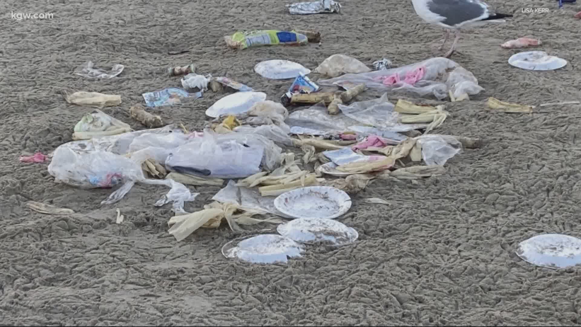 A record number of people are visiting Oregon beaches, but increasingly they're leaving their trash behind for locals to pick up.