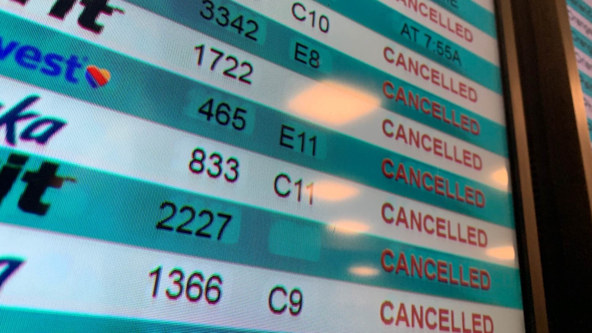 KGW's Evan Watson estimated early Friday morning that 80-85% of all flights Friday at Portland International Airport are canceled.