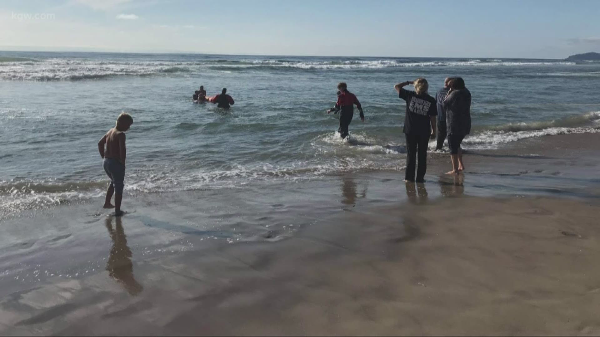 Four swimmers were rescued from the ocean at Rockaway Beach.