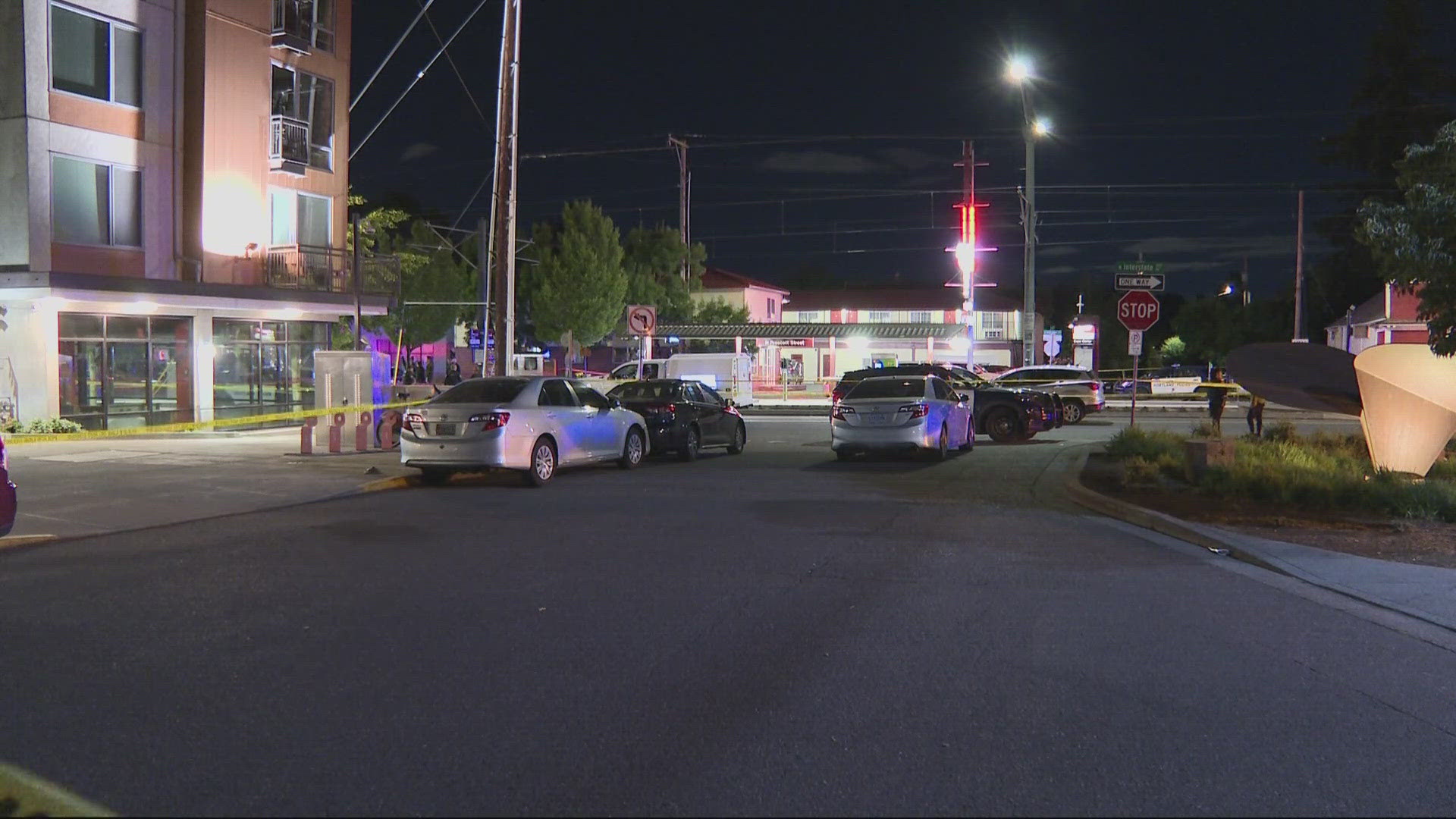 Portland police responded to reports of a person shot at the TriMet MAX platform at North Interstate Avenue and North Prescott Street Thursday evening.