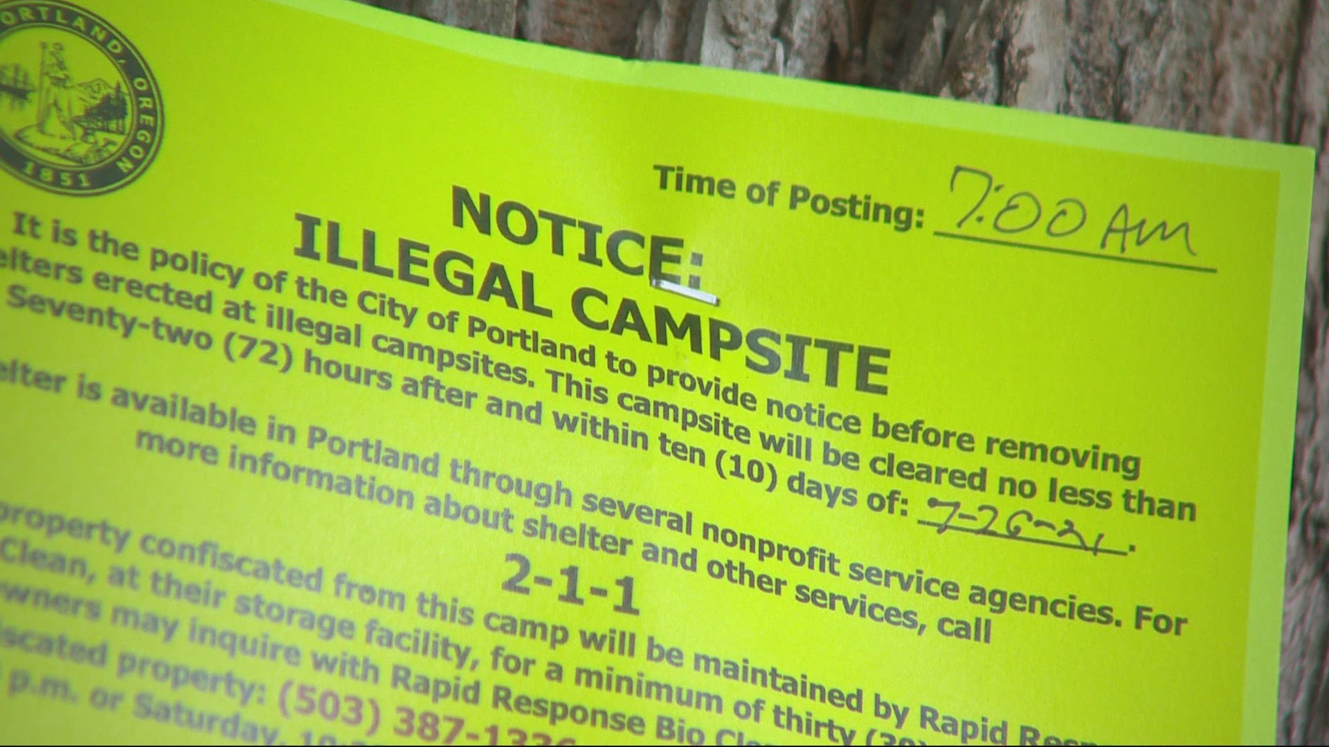 After months of buildup, the city of Portland is giving homeless campers around Laurelhurst Park 72 hours to pack up and leave.