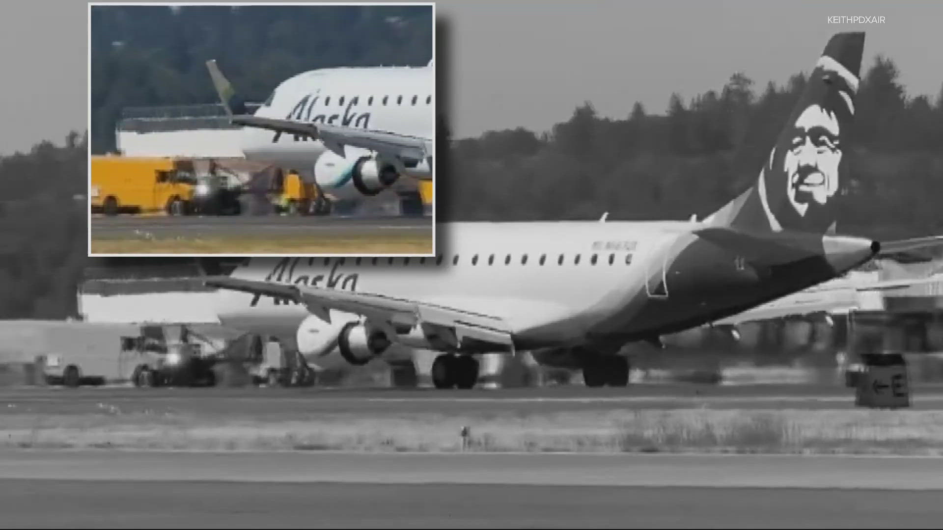 The flight from Seattle to Redmond, Oregon had to divert to Portland. Video of the emergency landing shows the nose wheel visibly wobbling.