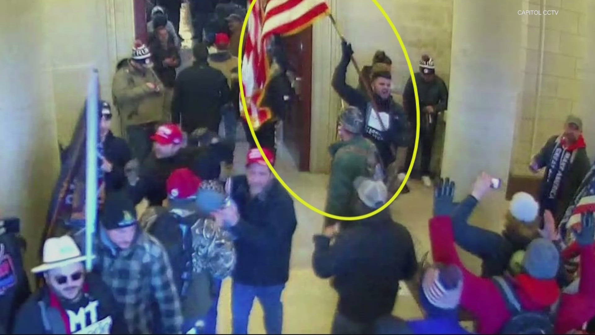David Medina, 34, was arrested. Snapshots show him storming the Capitol and attempting to break the sign above the Rep. Nancy Pelosi's office.