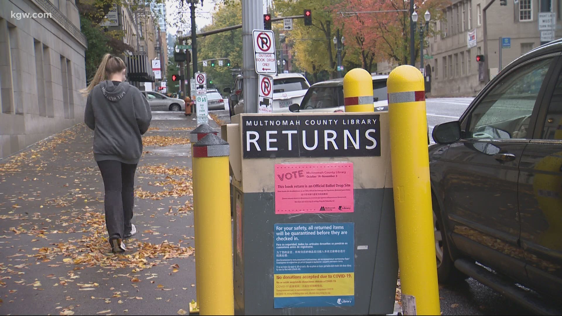Some, but not all, library book drops have been designated as official drop boxes in Oregon.