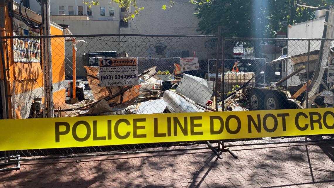 PHOTOS Gas explosion at downtown Portland food cart pod shatters