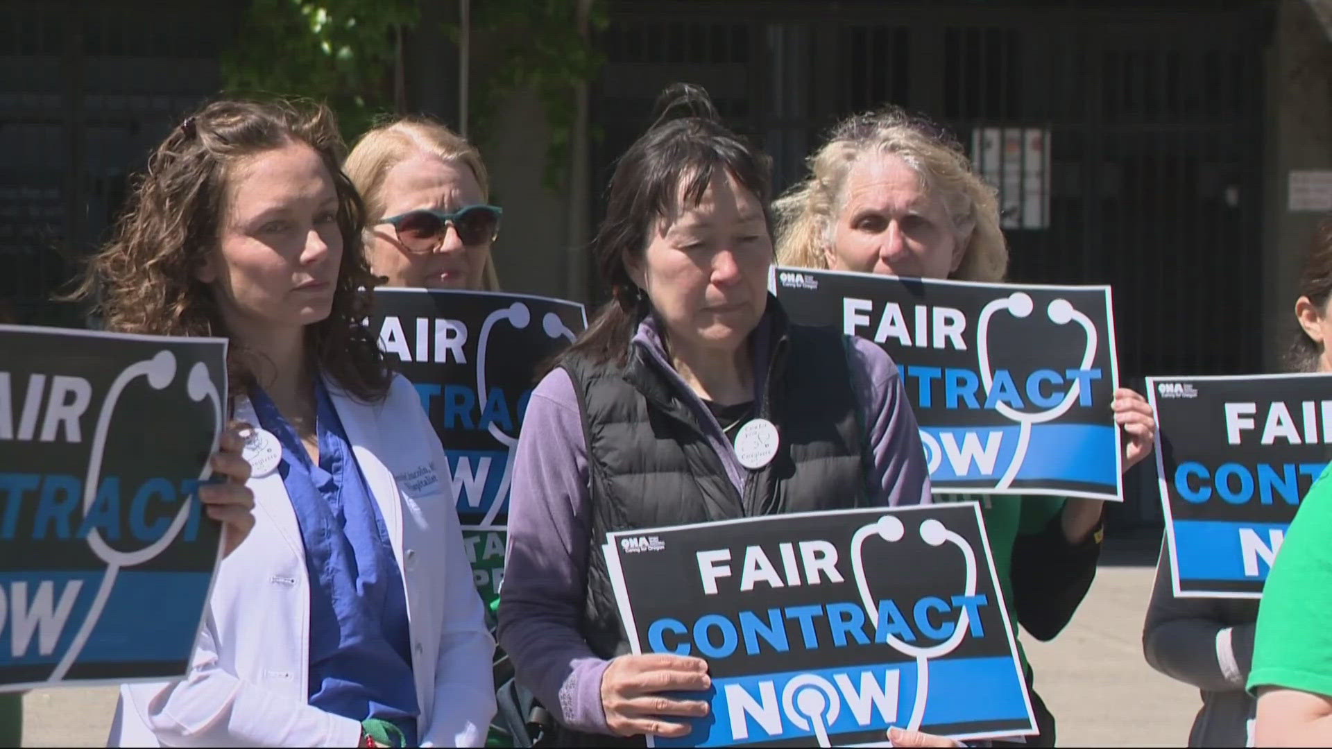 Nurses from six hospitals are calling for better pay, working conditions and health benefits.