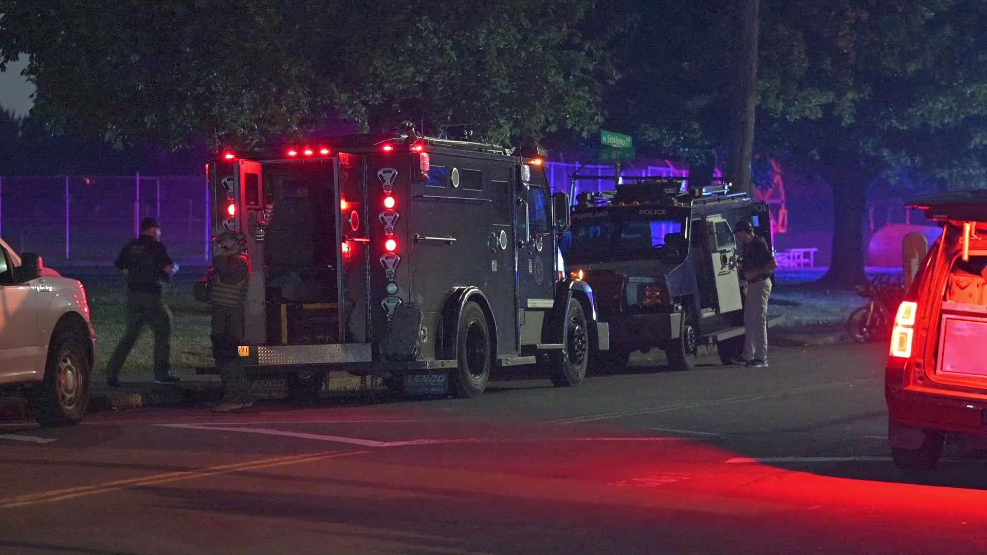 Portland police shut down a neighborhood in Northeast Portland early Sunday morning to search for youths they believe were involved in multiple robberies