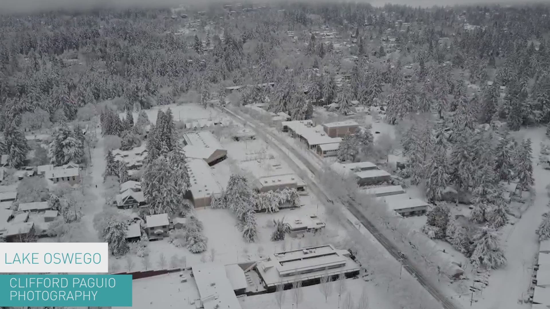Combined drone footage from local residents of a snow-covered metro area, Jan. 11 and 12, 2017, KGW