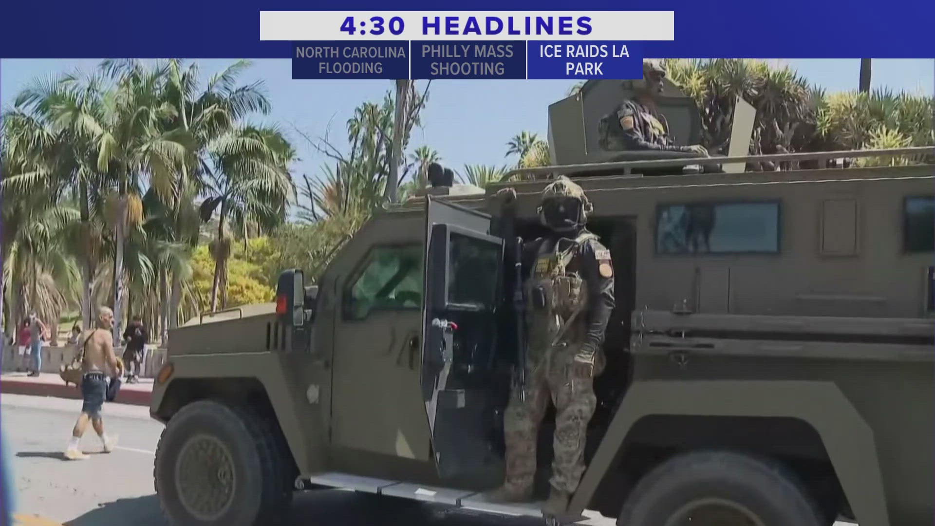 Roughly 90 Guard members and armored trucks supported ICE at an LA park. Mayor Karen Bass briefly observed, then blasted the raid.