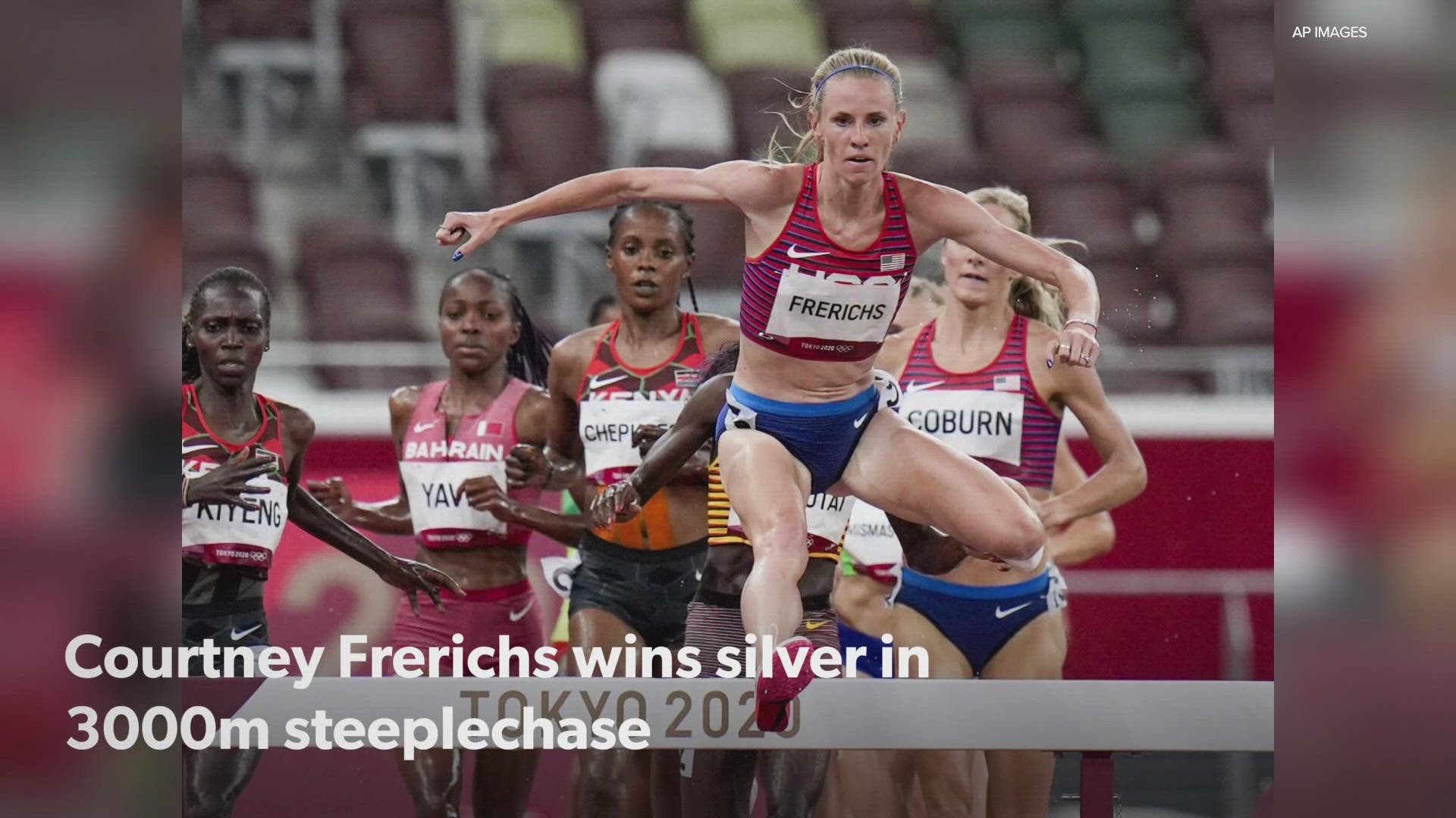 Courtney Frerichs, who lives and trains in Portland, won silver in the women's 3,000-meter steeplechase at the Tokyo Olympics on August 4.