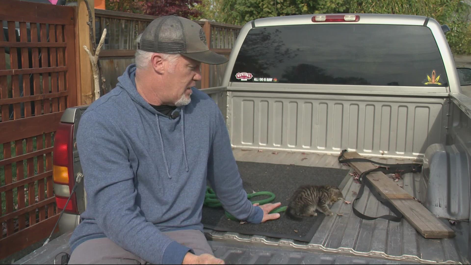 In 2018, Chuck Hawley rescued a kitten that was glued to a Salem road. He named the kitten Sticky and used the experience to teach kids about kindness.