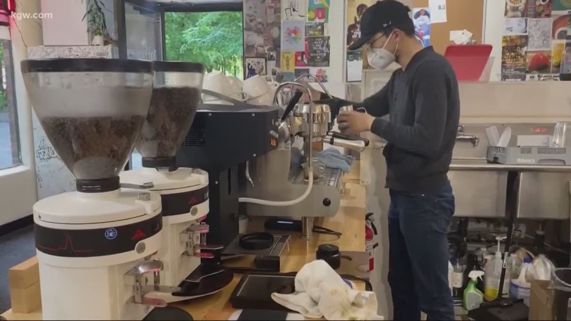 A robot is at the counter at In J Coffee in an effort to slow the spread of coronavirus.