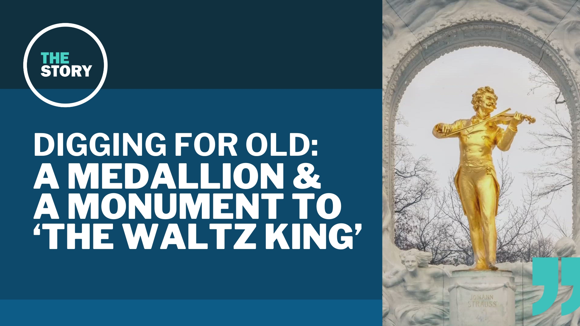 A gold medallion awarded to an Oregon family commemorates their connection to a monument of "the Waltz King" built in Vienna, Austria.