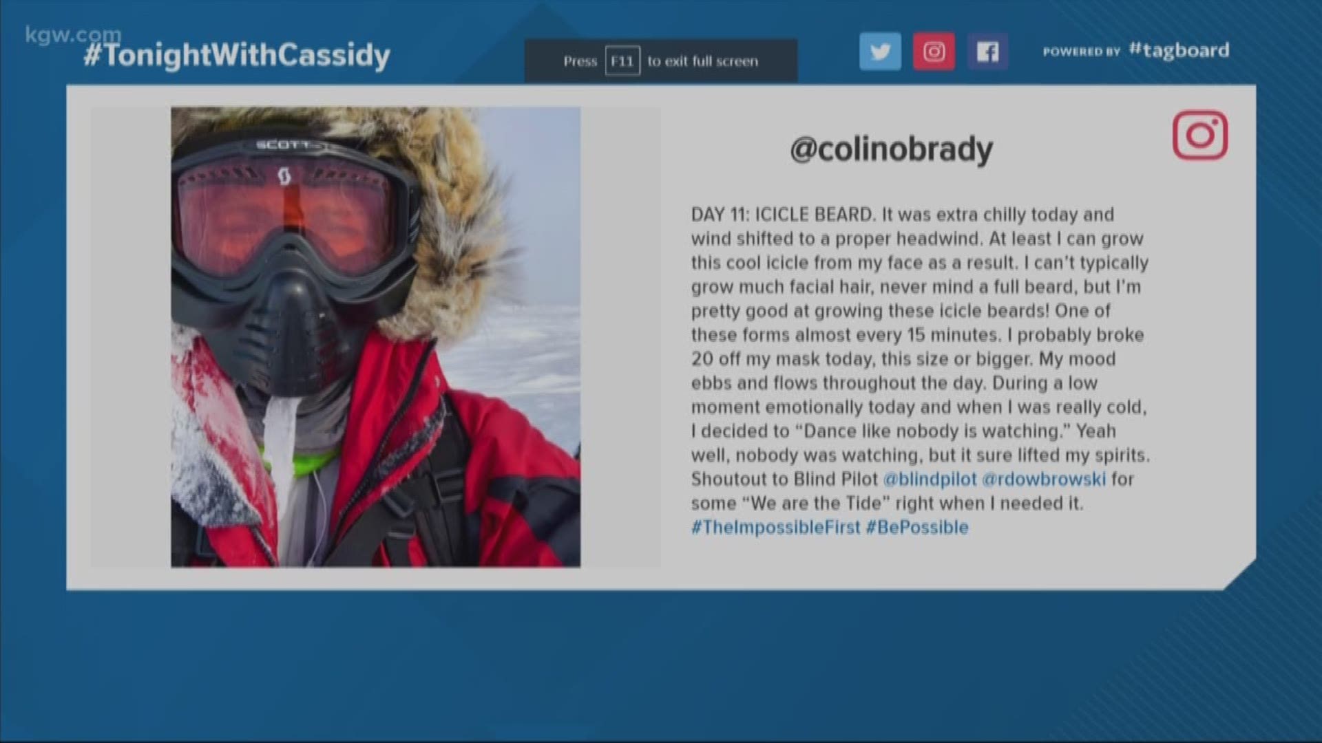 We're checking in on Colin O'Brady and his amazing adventure to cross Antarctica in 70 days.
colinobrady.com/theimpossiblefirst
#TonightwithCassidy