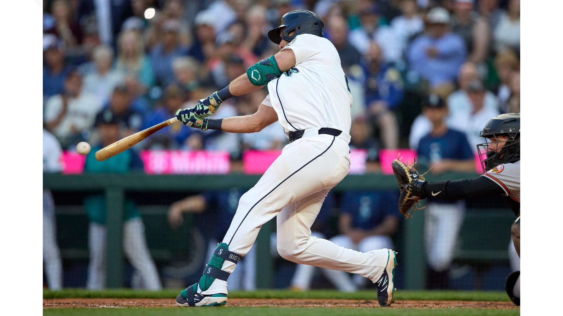 Cal Raleigh Action Shot Cal Raleigh delivers decisive hit in return from injured list as ...