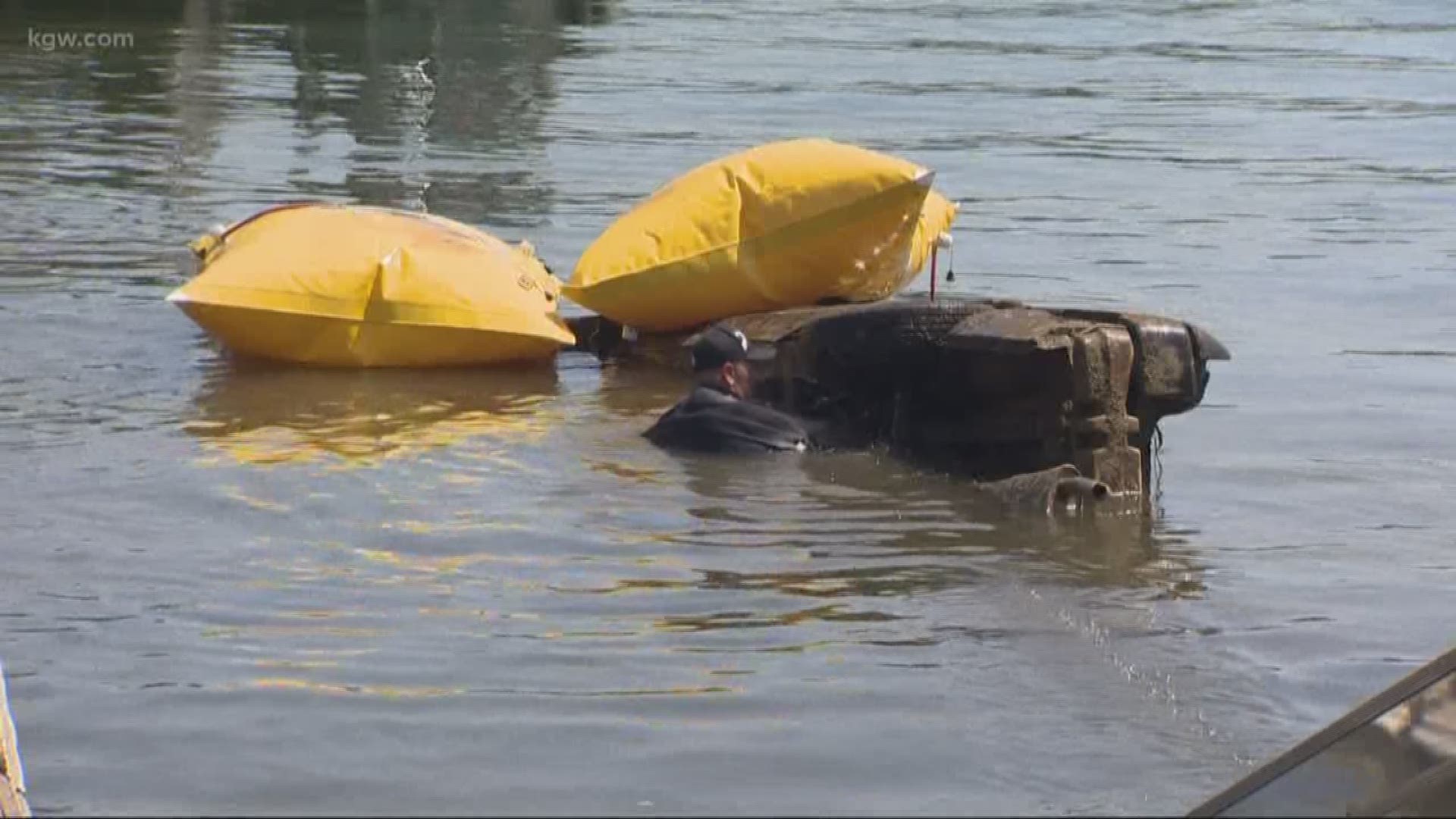 One big job. Volunteers pulled six cars from the Willamette River.