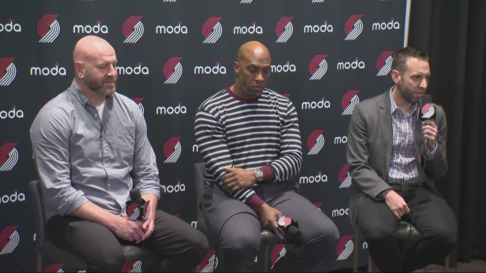 Trail Blazers executives, coaches and players spoke to the media Monday before training camp for the Blazers gets underway Tuesday in Santa Barbara.