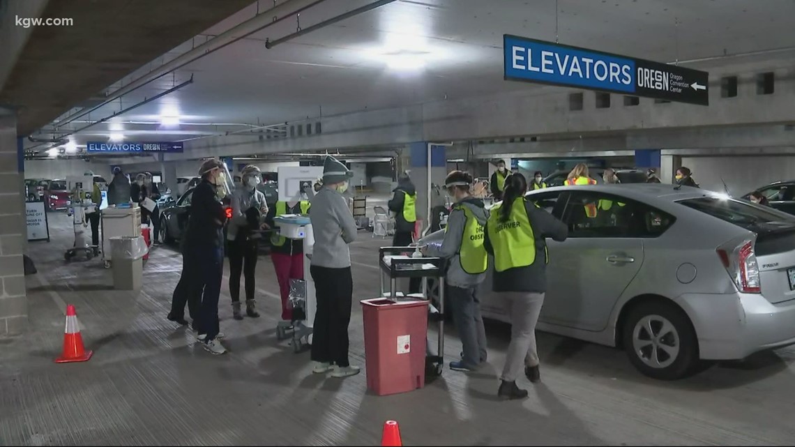 OHSU opens Oregon's first drive-thru vaccine clinic | kgw.com