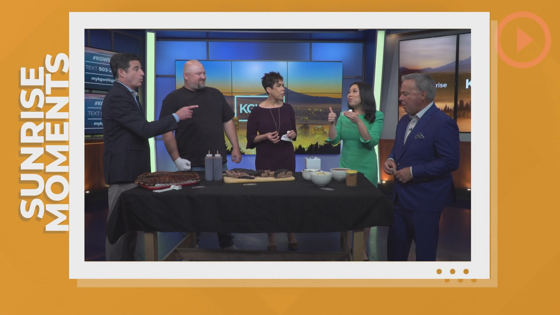 The KGW Sunrise team looks back at some of the lighter moments of the week, including tasting barbecue in the studio and trying to make coffee art.