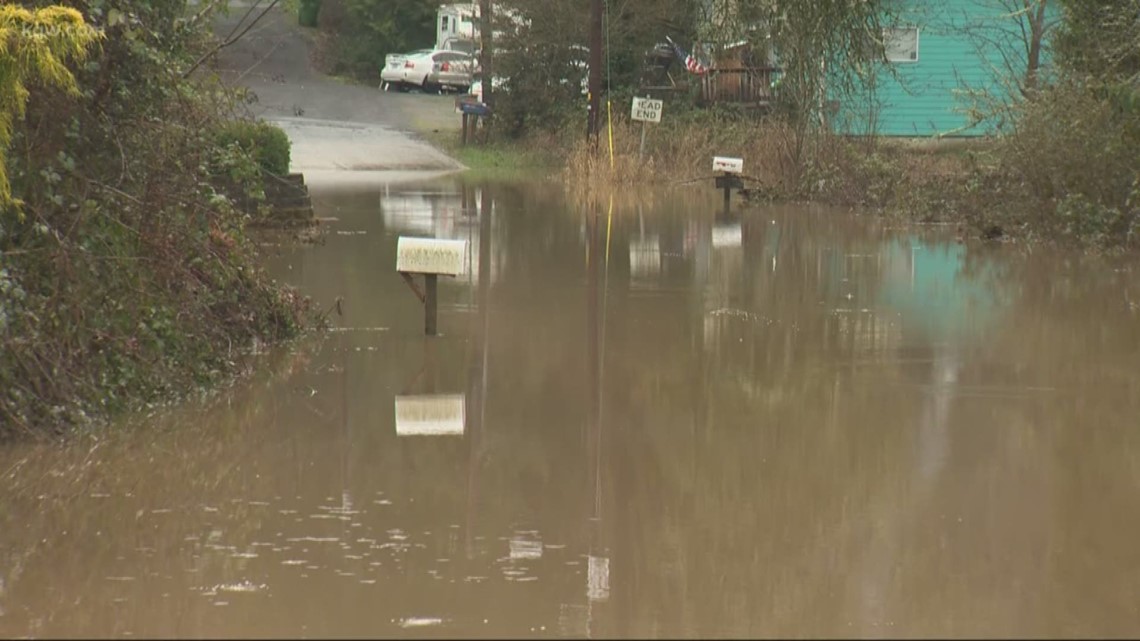 Fox Creek floods downtown Rainier  kgw.com