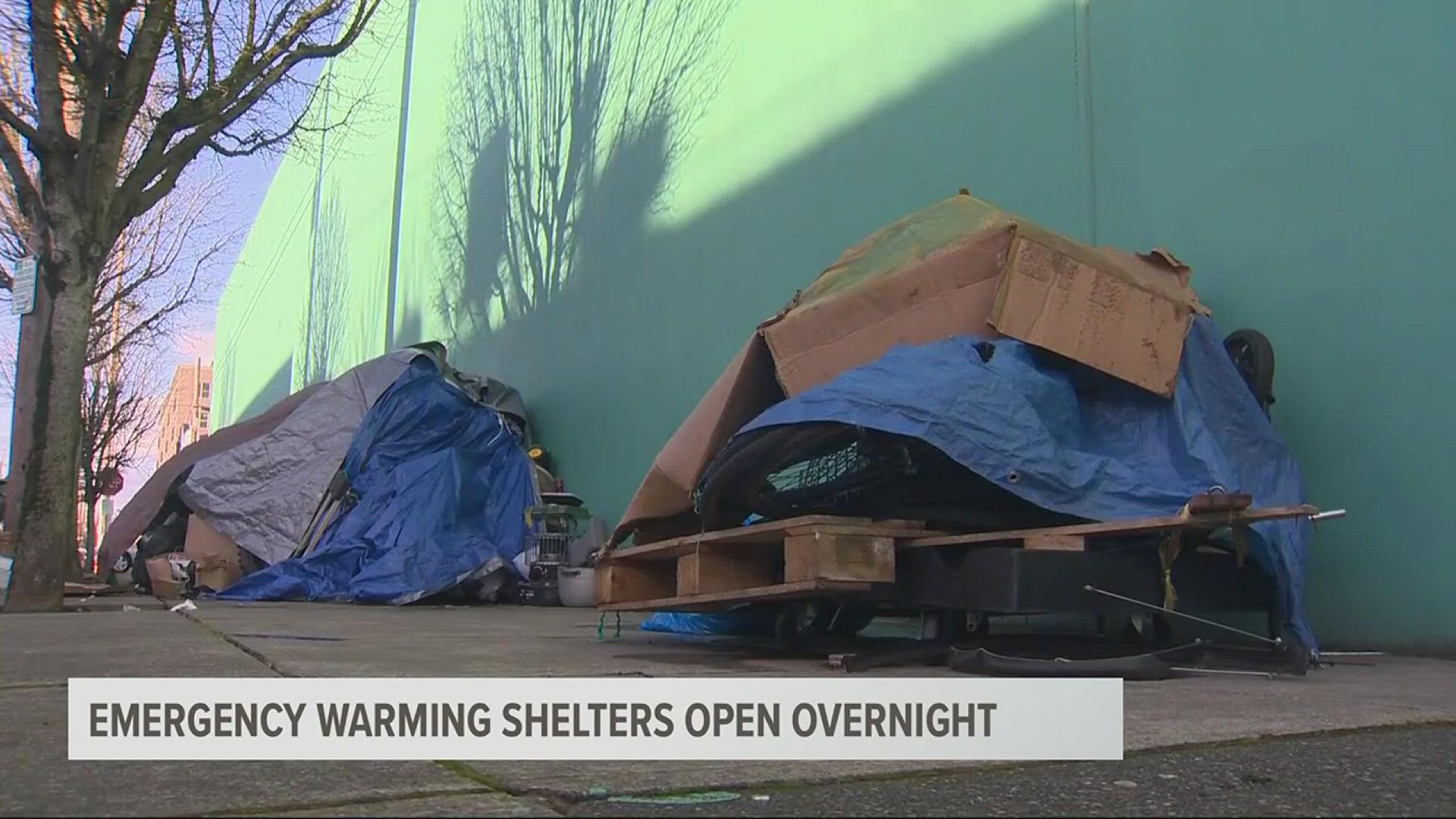 Emergency warming centers open for the homeless.