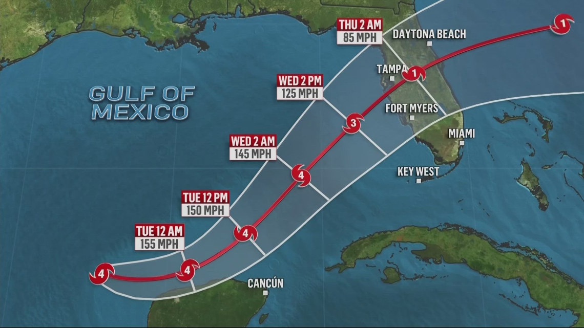Hurricane Milton strengthens into Category 4 hurricane on path toward