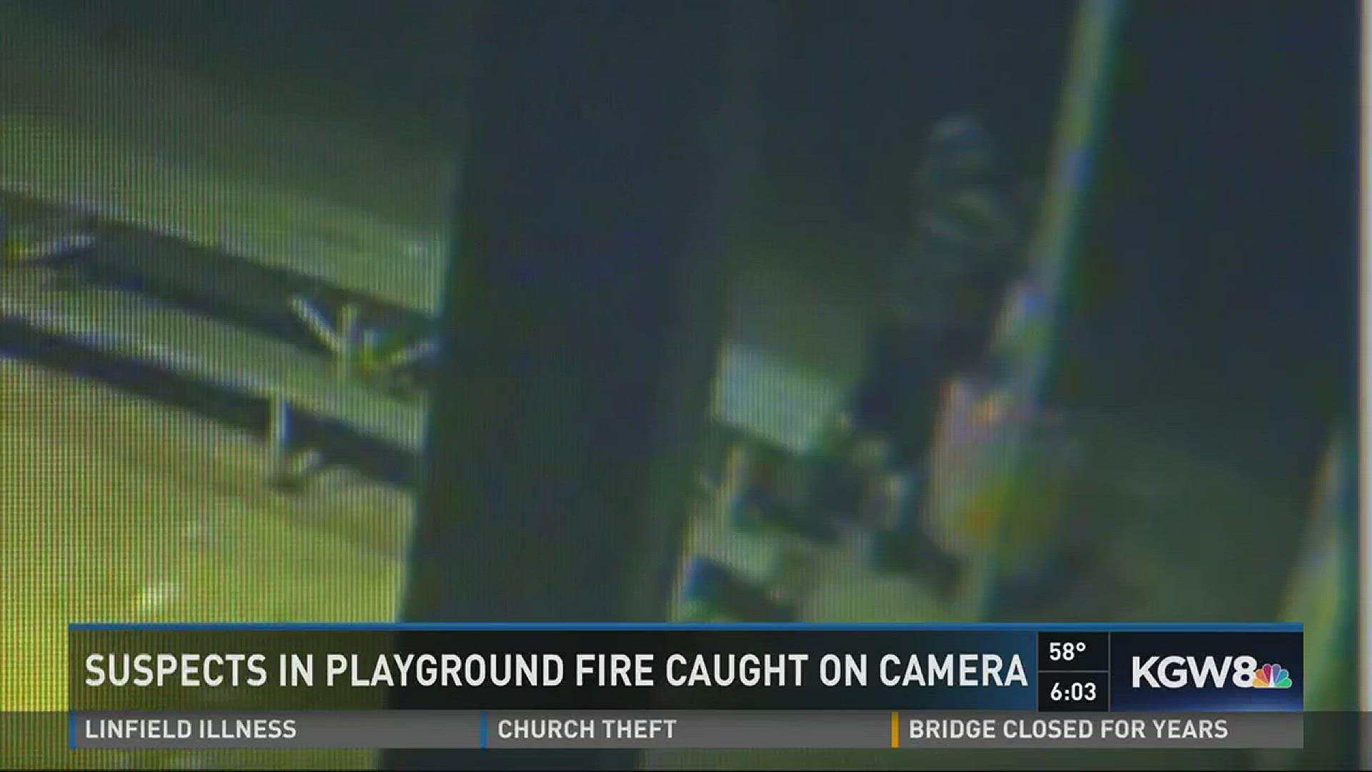 Suspects in playground fire caught on camera