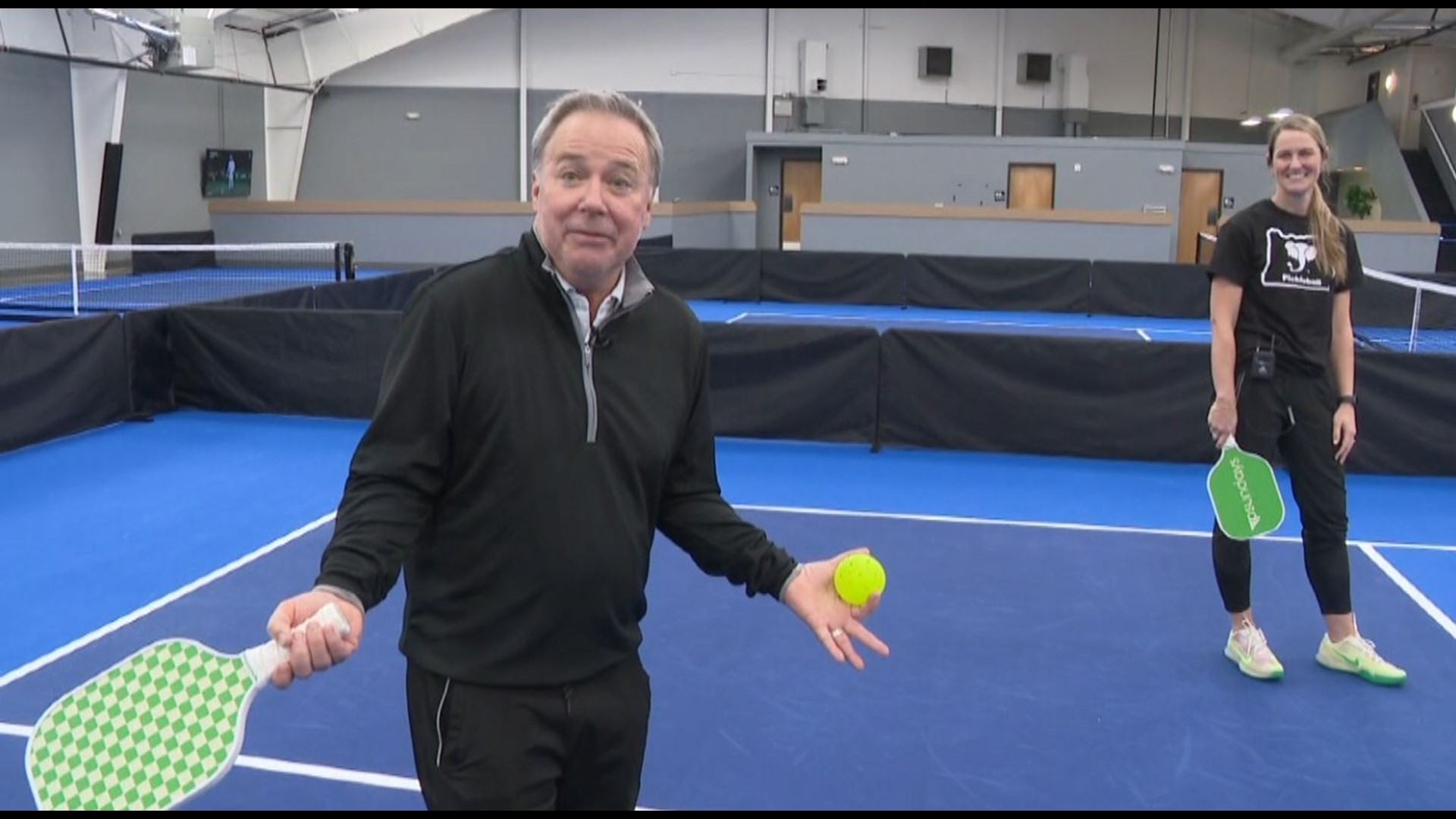 Jumbo's Pickleball opened in Beaverton on Friday. KGW Sunrise meteorologist Rod Hill had the chance to learn some skills on the court.