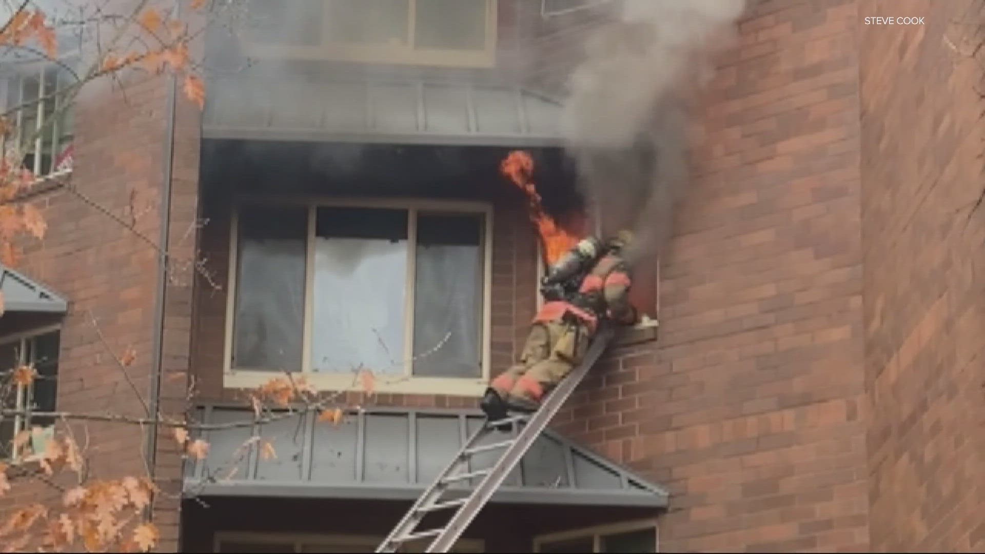 The fire was contained to one unit in the building at the Unthank Plaza apartment buildings in North Portland.