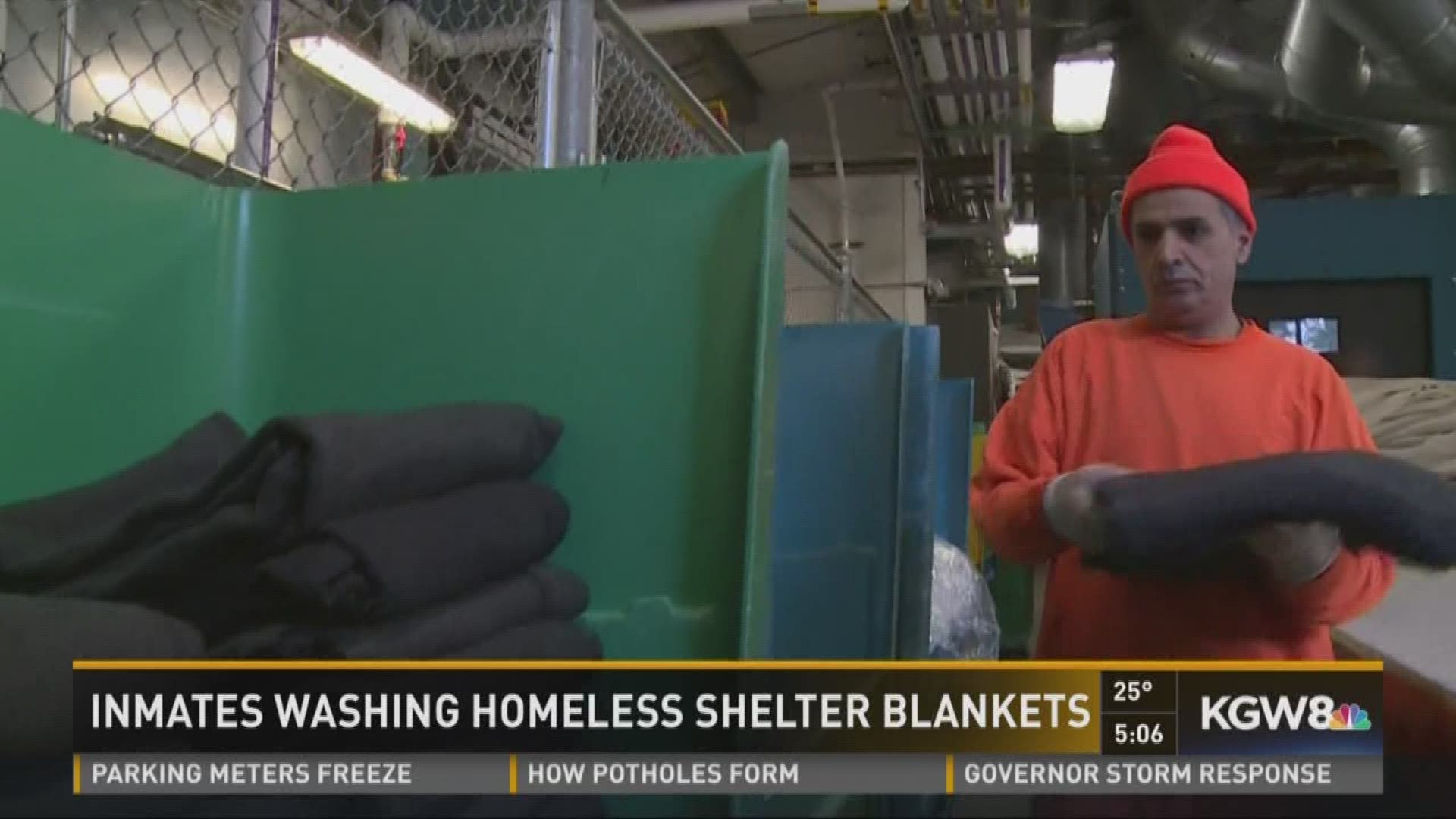 Inmates wash blankets for homeless shelters