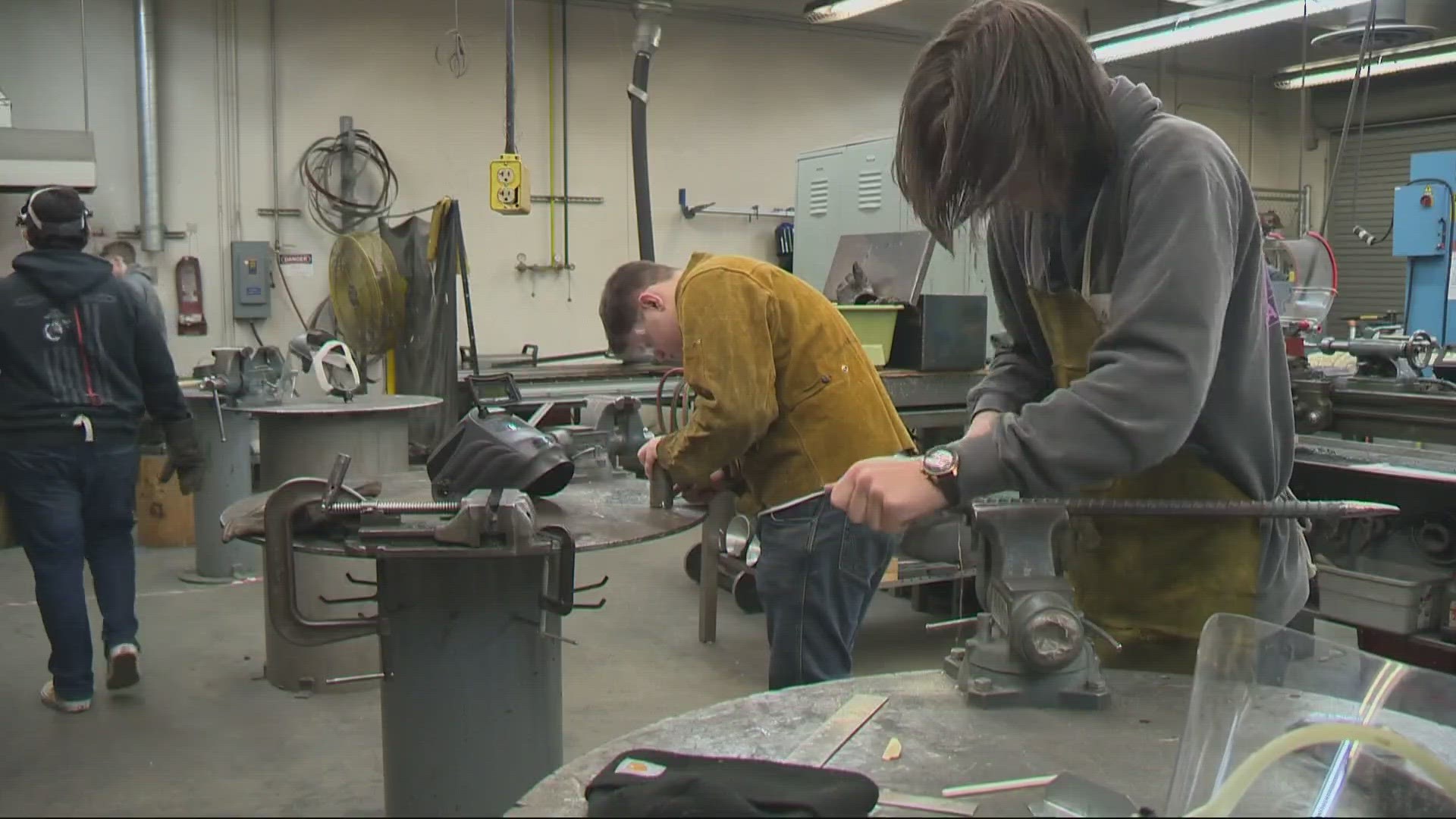 Washougal High School students are helping during Earth Week by creating trophies from recycled materials.